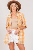 SAGE + FIG Plaid Button Up Side Slit Shirt - Trendsi