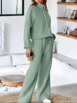 Drop Shoulder Zip Up Jacket and Drawstring Pants Active 2pcs Set - Trendsi - Flyclothing LLC