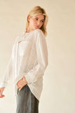 Davi & Dani Crinkled Jacquard Button Down Shirt - Trendsi