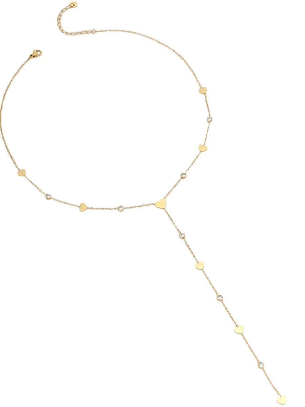18K Gold-Plated Heart Zircon Necklace - Trendsi - Flyclothing LLC
