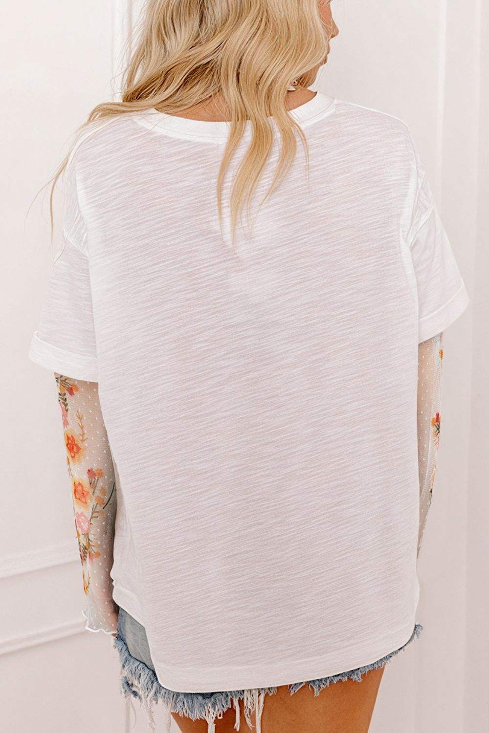 Faux Two Piece Floral Long Sleeve Patchwork Top - Trendsi - Flyclothing LLC