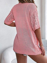 Openwork Open Front Half Sleeve Cardigan - Trendsi - Flyclothing LLC