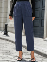 Elastic Waist Pants with Pockets - Trendsi - Flyclothing LLC