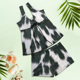 Baha Ranch Black White Cowhide Print Tankini Boy Shorts Swim Set - Baha Ranch Western Wear - Flyclothing LLC