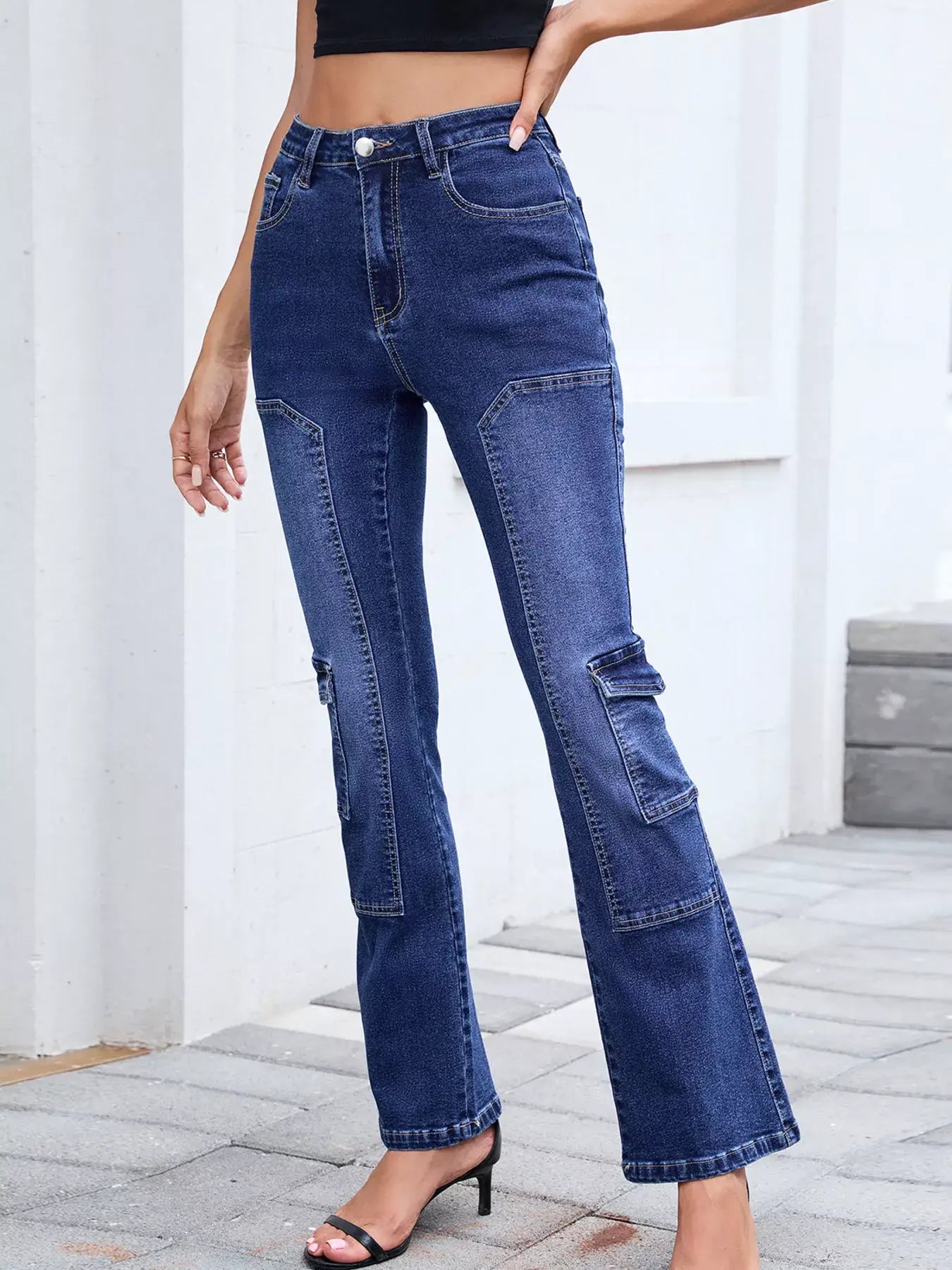 High-Waisted Bootcut Jeans - Trendsi - Flyclothing LLC