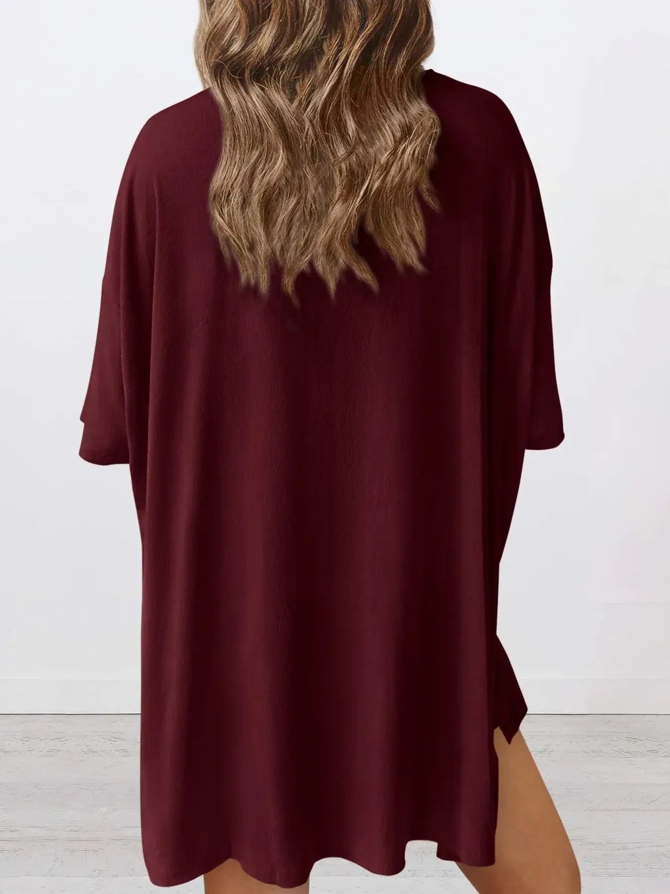 Full Size Oversized Round Neck Top and Shorts Set Plus Size - Trendsi - Flyclothing LLC