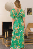 ODDI Full Size Floral Smocked Tied Back Maxi Dress - Trendsi