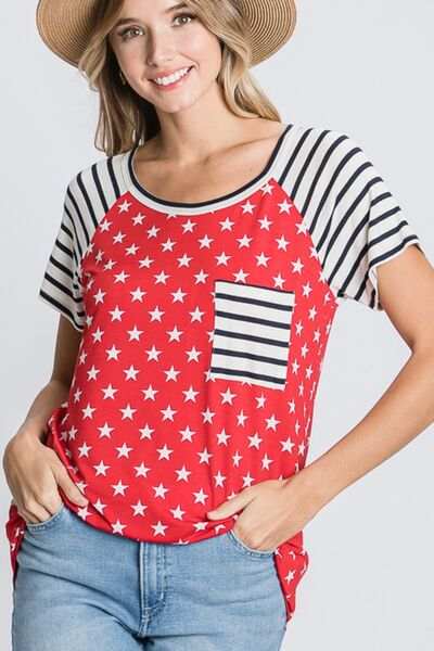 Heimish Full Size Star & Striped Round Neck Short Sleeve T-Shirt Plus Size - Trendsi - Flyclothing LLC