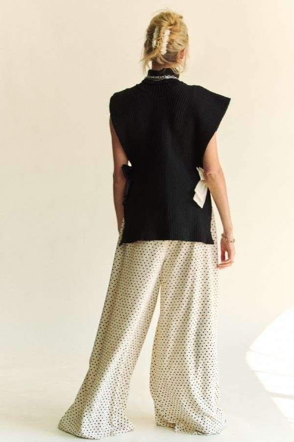 Davi & Dani Side Split Turtleneck Sleeveless Knit Top - Trendsi - Flyclothing LLC