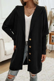 Button Up Long Sleeve Hooded Cardigan - Trendsi - Flyclothing LLC