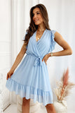 Full Size Ruffled Surplice Cap Sleeve Dress - Trendsi