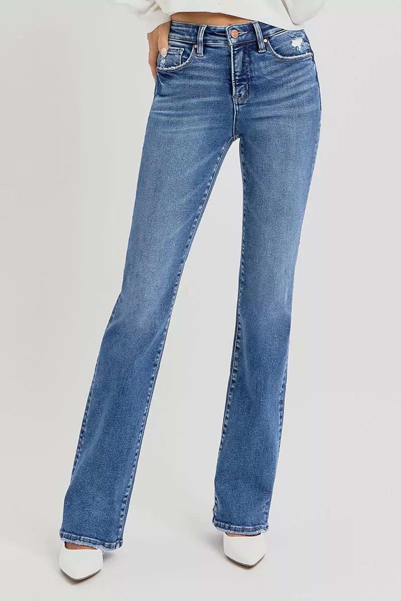 RISEN Full Size Tummy Control High Rise Straight Jeans Plus Size - Trendsi - Flyclothing LLC