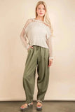 VERY J Solid Barrel Comfy Woven Pants - Trendsi