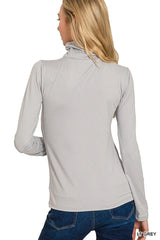 Zenana Premium Microfiber Mock Neck Top - Trendsi - Flyclothing LLC