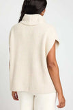 Slit Turtleneck Cap Sleeve Sweater - Trendsi - Flyclothing LLC