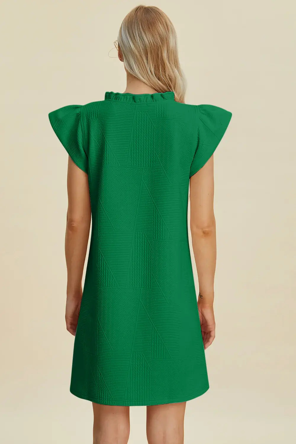 Double Take Full Size Ruffled V-Neck Cap Sleeve Dress - Trendsi - Flyclothing LLC