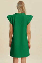 Double Take Full Size Ruffled V-Neck Cap Sleeve Dress - Trendsi - Flyclothing LLC