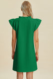 Double Take Full Size Ruffled V-Neck Cap Sleeve Dress - Trendsi