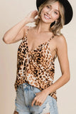 BiBi Leopard Printed Gauze Knit Twist Front Detailed Cami - Trendsi
