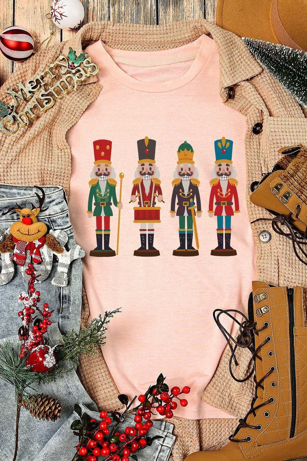 Nutcracker Round Neck Short Sleeve T-Shirt - Trendsi - Flyclothing LLC