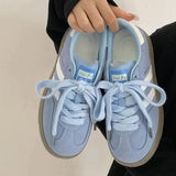 Contrast Round Toe Flat Sneakers - Trendsi