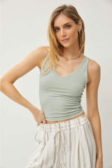 Be Cool V-Neck Wide Strap Tank - Trendsi - Flyclothing LLC