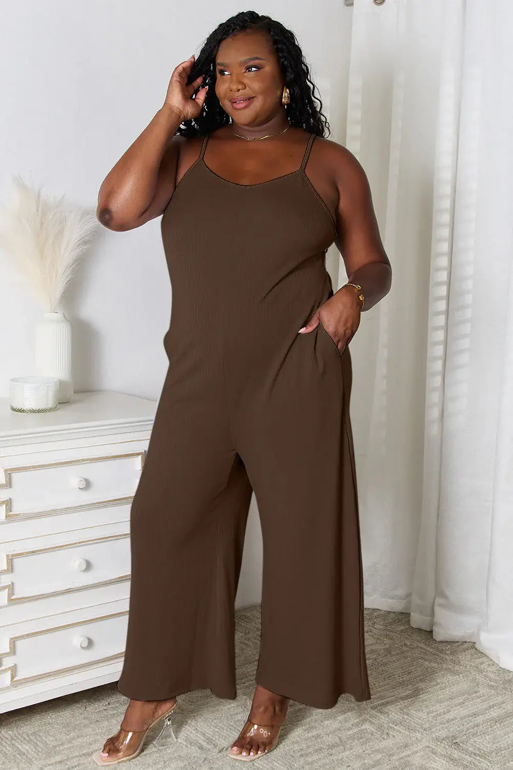 Basic Bae Full Size Spaghetti Strap V-Neck Jumpsuit - ShopBasicbae - Flyclothing LLC