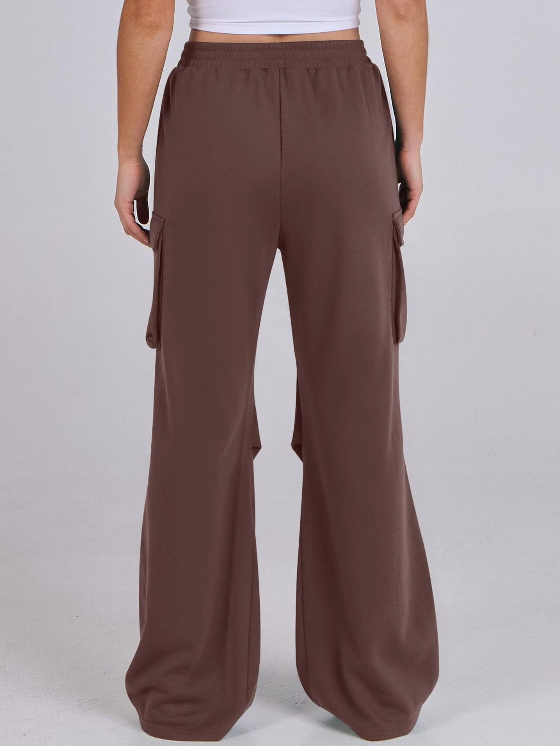 Elastic Waist Wide Leg Pants with Pockets - Trendsi