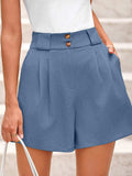 Two Button Wide Waistband Shorts - Trendsi - Flyclothing LLC