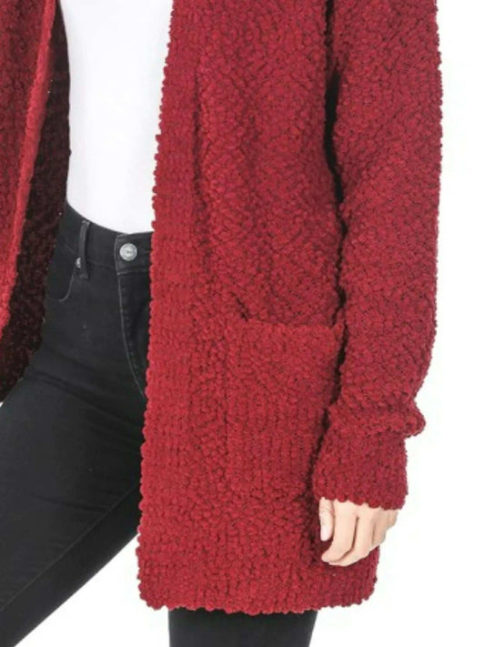 Zenana Long Sleeve Popcorn Sweater Cardigan with Pockets - Trendsi - Flyclothing LLC