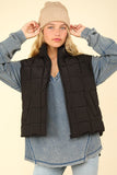 VERY J Zip Up Puffer Padded Warm Vest - Trendsi