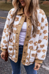 Flower Button Up Long Sleeve Jacket - Trendsi - Flyclothing LLC