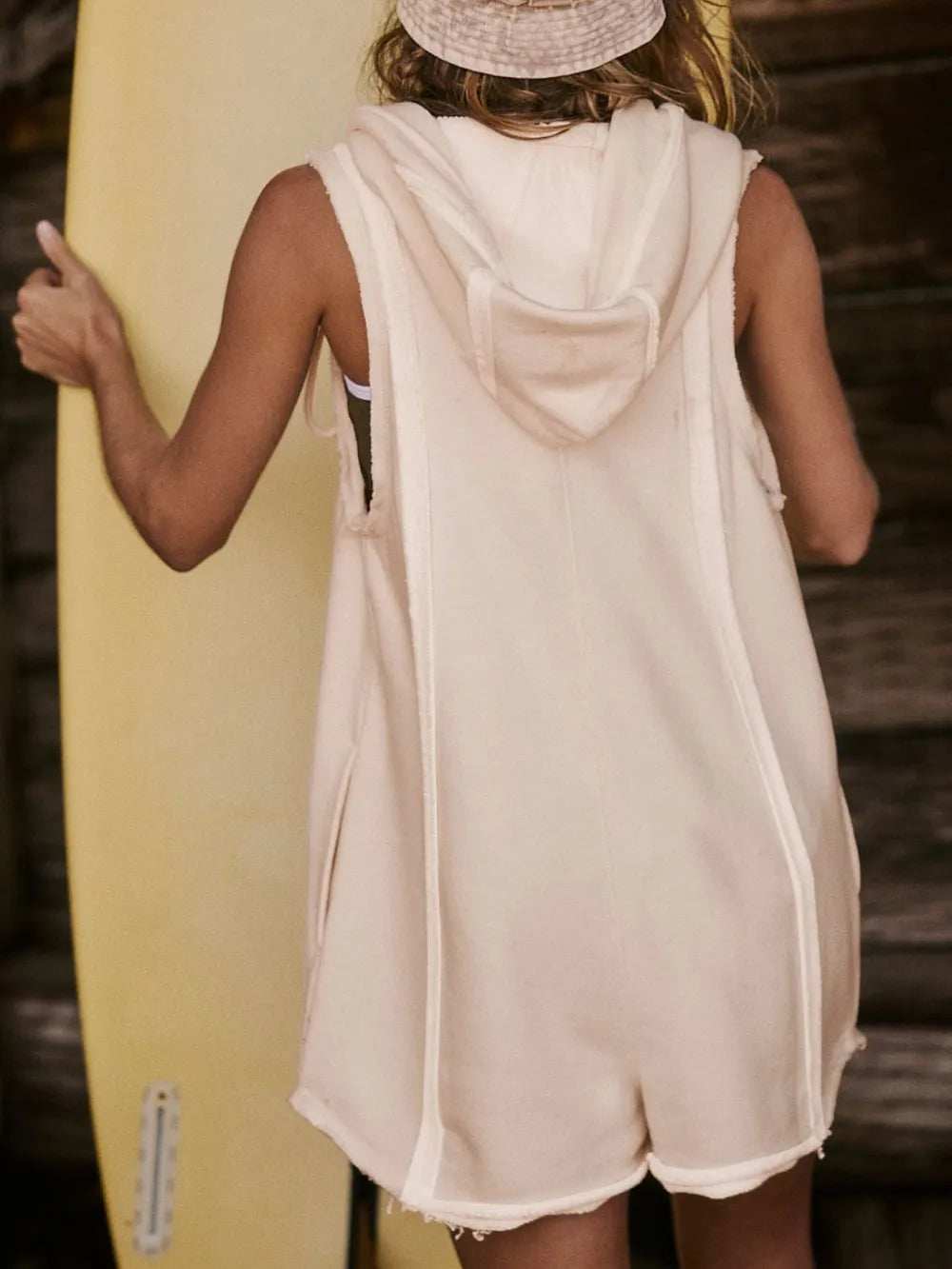 Half Zipped Hooded Sleeveless Romper - Trendsi - Flyclothing LLC
