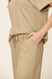 Double Take Full Size Texture Round Neck Short Sleeve T-Shirt and Wide Leg Pants - Trendsi - Flyclothing LLC