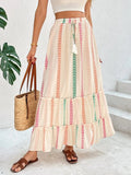 Frill Printed Maxi Skirt - Trendsi
