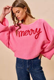 SO ME Merry Tinsel Lettering Christmas Sweater Top - Trendsi - Flyclothing LLC