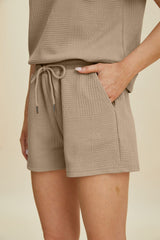 Double Take Full Size Texture Short Sleeve Top and Shorts Set - Trendsi