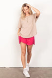 VERY J Twisted Sleeve Band Half Button Top - Trendsi
