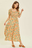 HEYSON Full Size Floral Smocked Tiered Midi Dress - Trendsi - Flyclothing LLC
