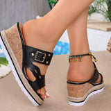 Open Toe Wedge Sandals - Trendsi - Flyclothing LLC
