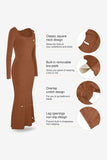 Basic Bae Built-In Shapewear Square Neck Long Sleeve Maxi Dress - Trendsi - Flyclothing LLC