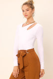 Idem Ditto Front Cut Out Long Sleeve Knit Top - Trendsi