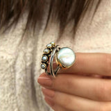 Alloy Three-Layered Open Ring - Trendsi