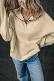 Half Zip Long Sleeve Sweatshirt - Trendsi - Flyclothing LLC
