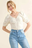And The Why Buttery Soft Ruched Detailed Jersey Bodysuit - Trendsi