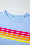 Striped Round Neck Short Sleeve T-Shirt - Trendsi - Flyclothing LLC