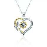 1 Carat Two Tone Heart-Shaped Pendant Necklace - Trendsi - Flyclothing LLC