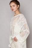 POL Openwork Long Sleeve Knit Cover Up - Trendsi