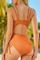 Drawstring Plunge One-Piece Swimwear - Trendsi - Flyclothing LLC