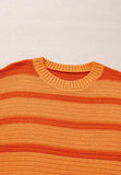 Striped Round Neck Long Sleeve Sweater - Trendsi - Flyclothing LLC